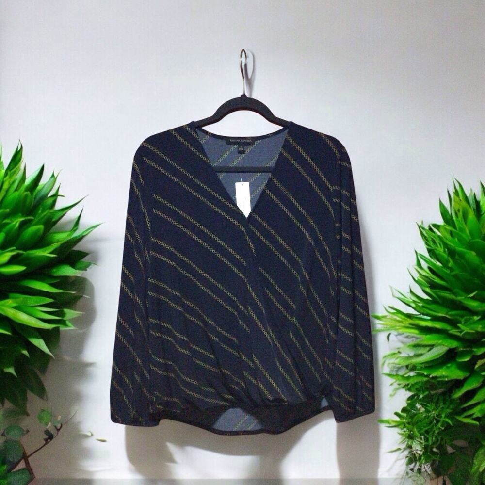 New Banana Republic Chain Print Wrap Blouse Women's Size Small